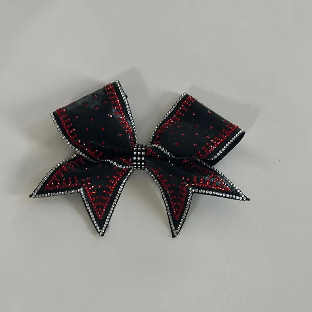 Black and Red Rhinestone Bow for Kids